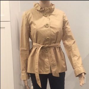 🆕 J CREW a Beige Belted Blazer Size 0 100% Cotton